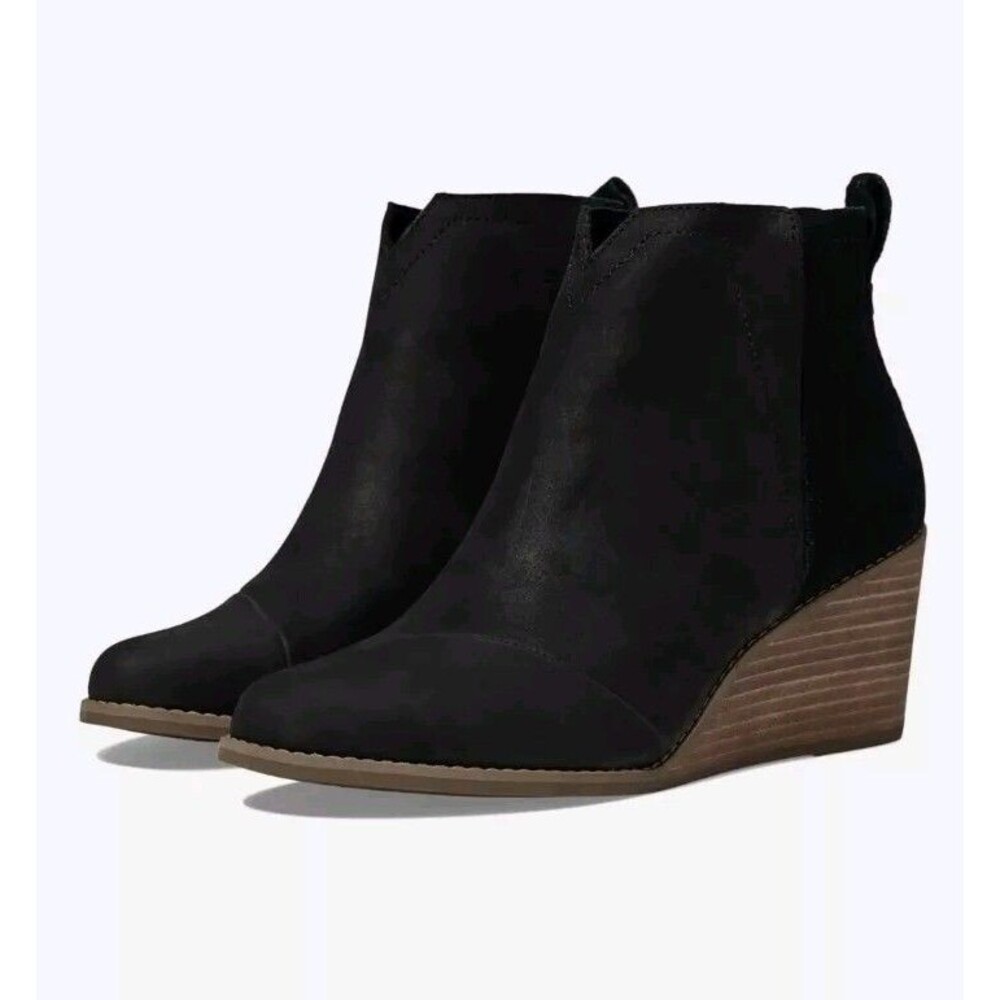 8M TOMS Clare BLACK Wedge Bootie Women